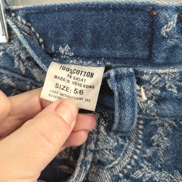 Vintage 90s Jeanjer Baroque floral print blue denim tapered mom jeans womens 5/6 - Picture 5 of 6